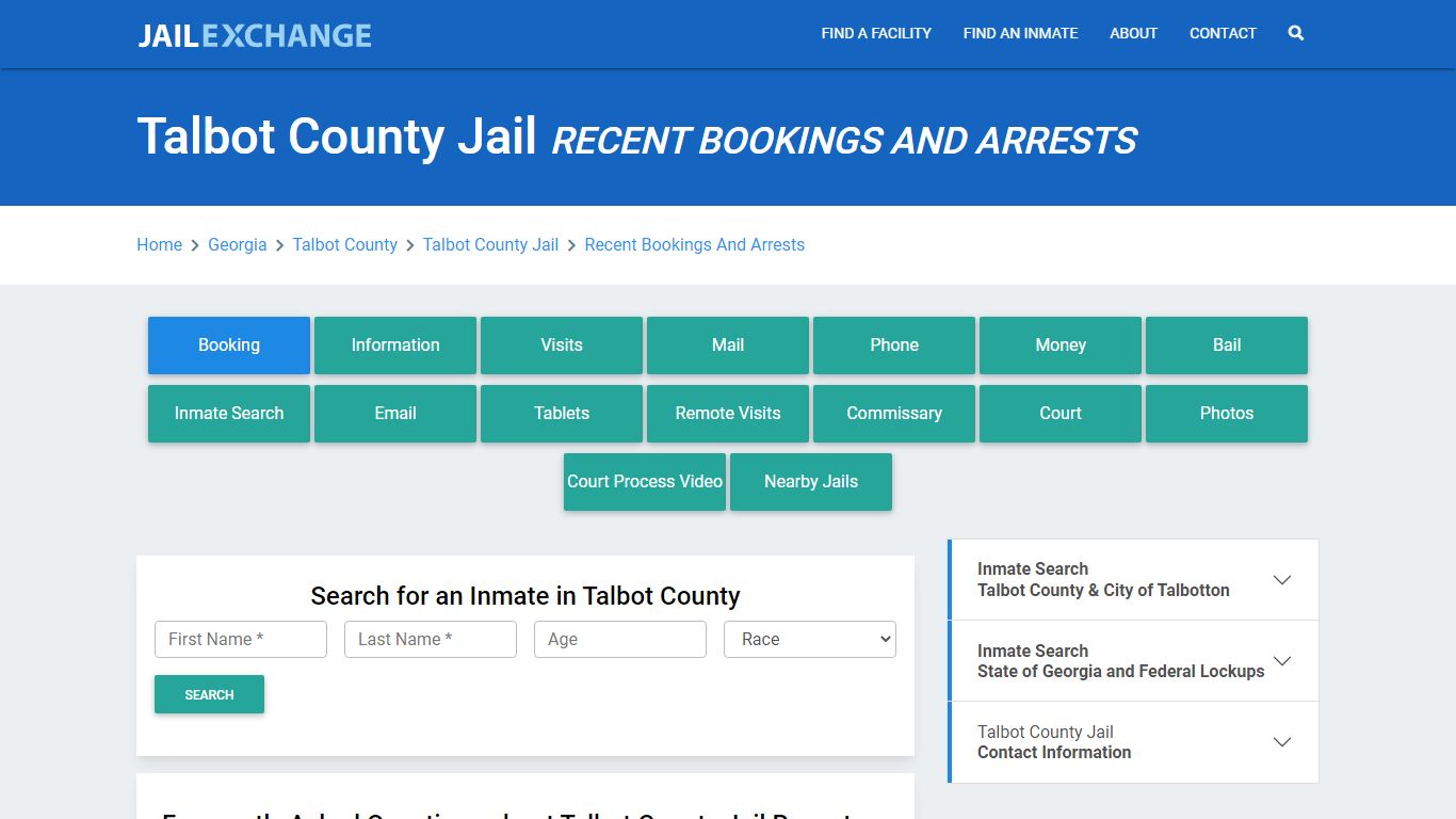 Talbot County Jail GA Recent Arrests and Bookings - Jail Exchange