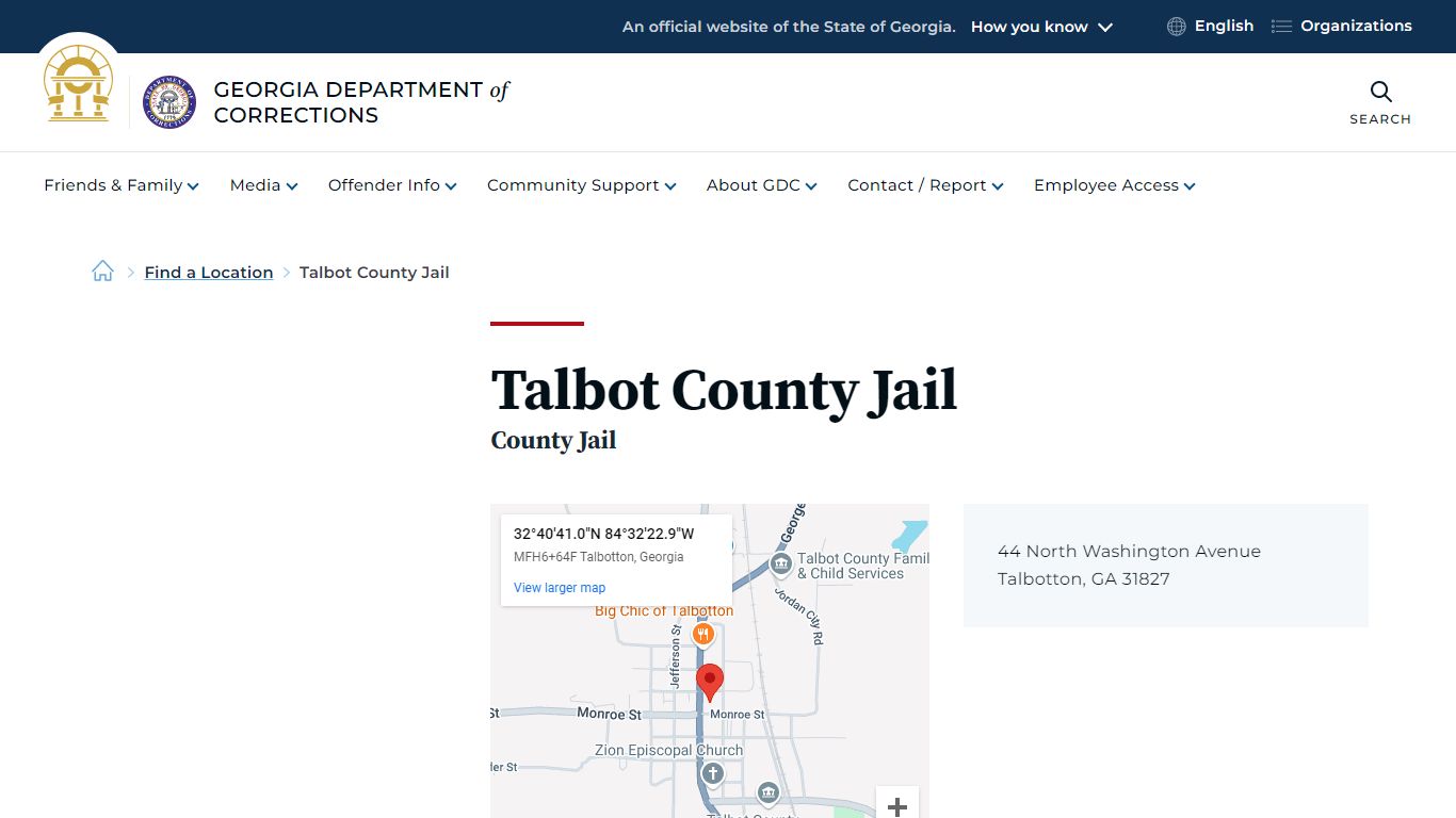 Talbot County Jail | Georgia Department of Corrections